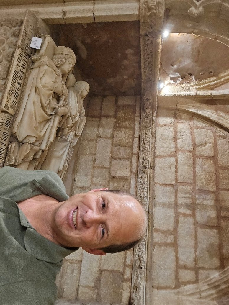 Graham Balch beside the tomb of Pedro Portocarrero